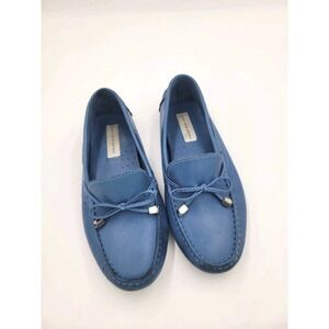 Saks Fifth Avenue Womens Leather Moccasins Blue Comfortable Casual Shoes 6.5 B
